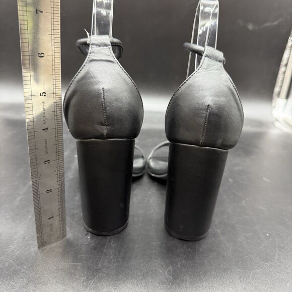 Lulus black Ankle strap open toe block heel womens size 5.5 strappy stiletto - Picture 4 of 6